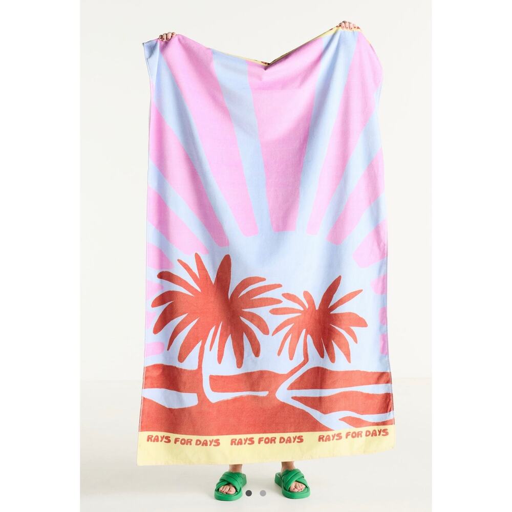 Anthropologie Lilac Summer Surf Cotton Printed Beach Towel